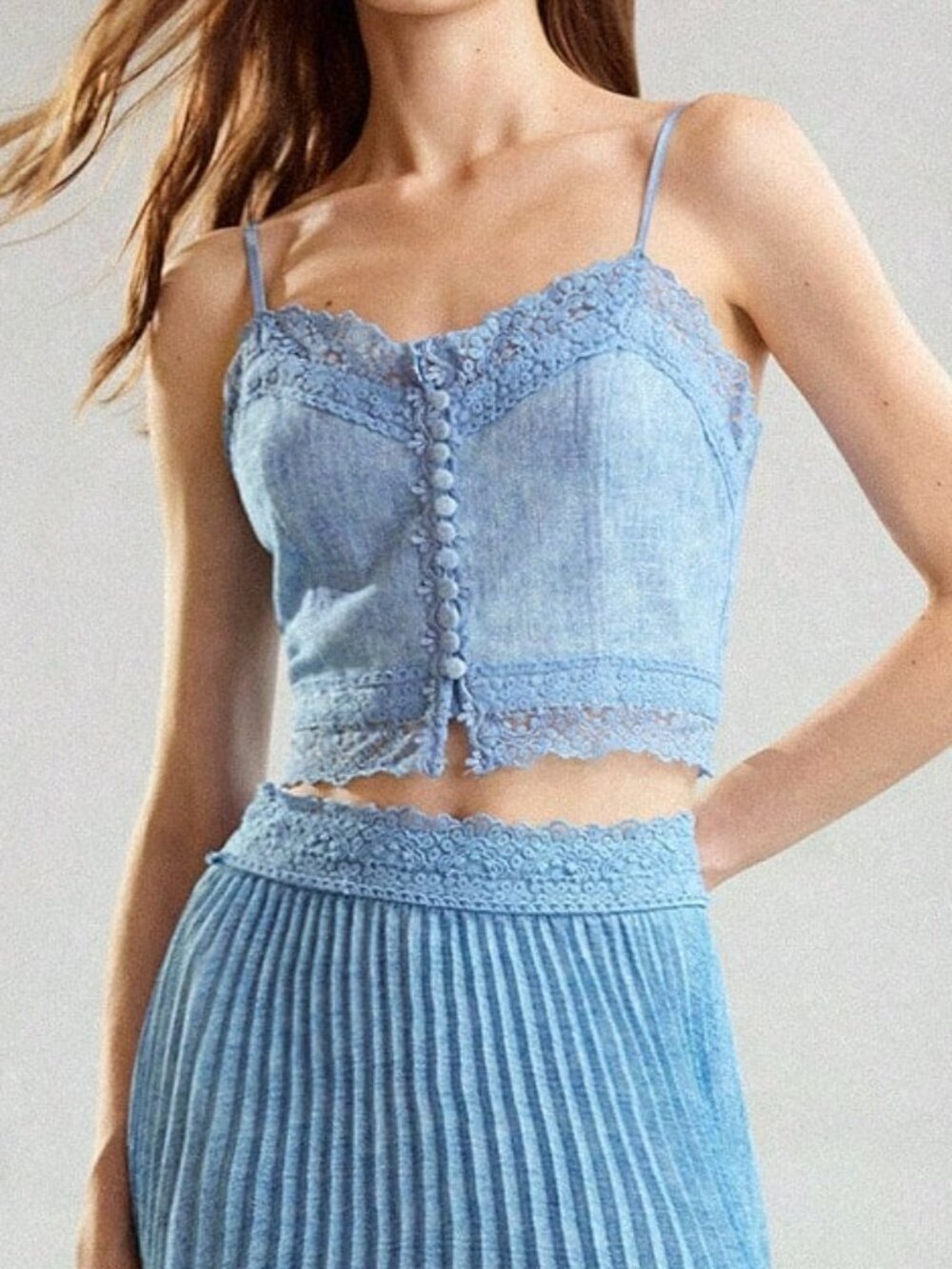 Blue Elegant Women's Denim Cami Top - Picture 4 of 6